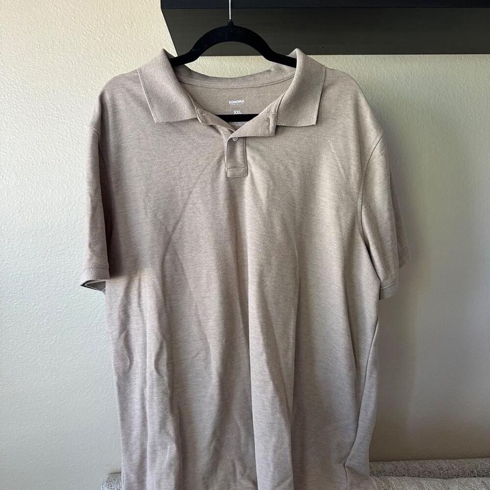 Sonoma-goods-for-life Men's Tan and Cream Polo-shirts